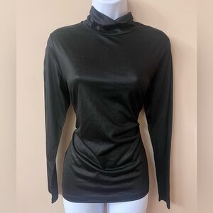 NWT - Barbour Black Mock Neck Long Sleeve Top, Size 6.
